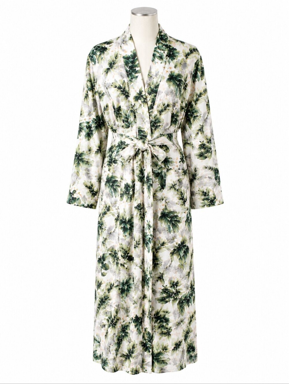 Buddy Love Women's Tropical Palm Leaf Print Long Belted Robe OS Lounge Beach